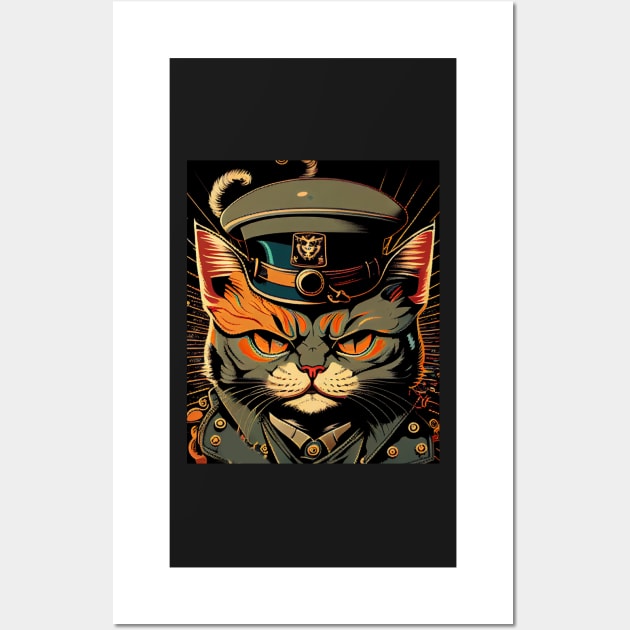 Groovy Army Cat with hat and uniform Wall Art by dholzric